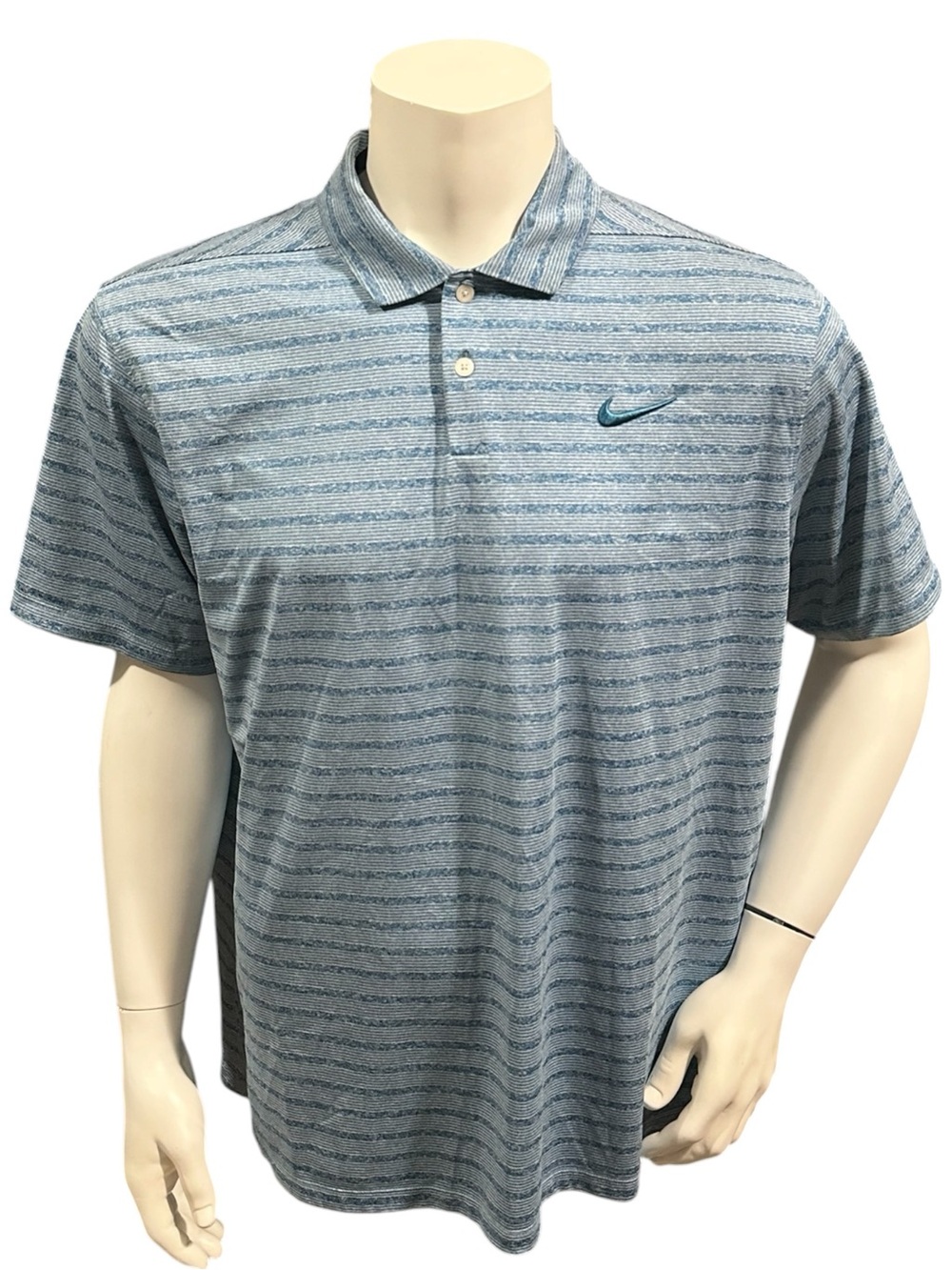 Nike Golf Men’s Polo Shirt Striped Blue Short Sleeve Dri-Fit XL